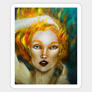 Aithne (fire girl portrait) Sticker